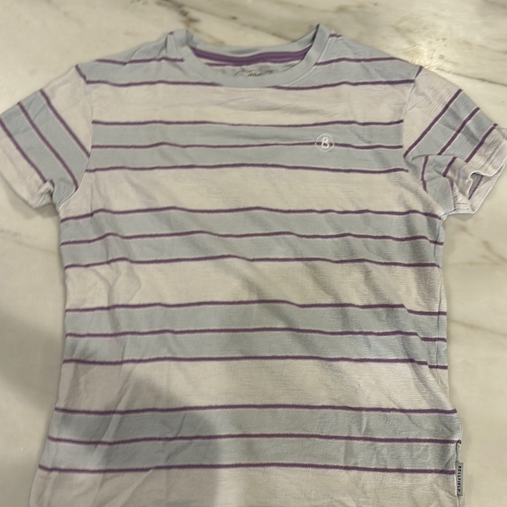 BELLFIELD short sleeve striped shirt. Size medium.